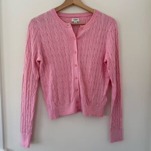 J. Crew Light Pink Cotton Cable Knit Lightweight Women’s Cardigan